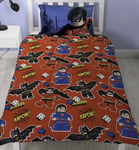 Lego Batman Superman Battle Single Panel Duvet Cover Bed Set 2 in 1 Reversible