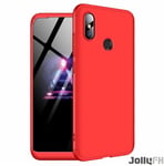JollyFX 360 Skydd Fram och Bak Fodral Full Body Skydd Xiaomi Redmi Note 6 Pro - Röd