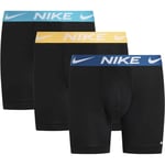 Nike Boxer Brief 3Pk Underwear en Dri-Fit Essential Micro Lot de 3 Boxers Homme - 0000KE1157, Black-Laser Orange/Dusty Ccts/CRT Blue, M