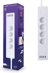 Multiprise connectée compatible Google home/Alexa - Prise UE - 4 prises & 4 prises USB - 220/240V - Protection enfant,contre la surcharge et la foudre