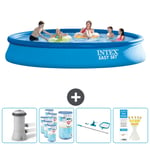 Intex Pyöreä puhallettava Easy Set uima-allas - 457 x 84 cm - Sininen - Sisältää pumpun Suodattimet - Puhdistussarja - Testiliuskat Tarvikkeet Mukaan