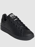 adidas Originals Unisex Junior Stan Smith Trainers - Black/White, Black/Black, Size 4 Older
