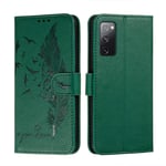 BOWFU Retro PU Leather Case for Samsung Galaxy S20 FE, Wallet - Book Case with Magnetic Closure and Card Slots Full Protection Folio Case for Samsung Galaxy S20 FE Phone Cover-Green