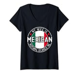 Womens My Wife Is Mexican Mexico Heritage Roots Flag V-Neck T-Shirt