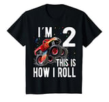 Youth Kids 2 Year Old Shirt 2nd Birthday Boy Monster Truck Car T-Shirt