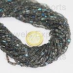 World Wide Gems Beads Gemstone 3 Strand Lot Blue Labrarite Smooth Rectangle Chiclet Gemstone Loose Craft Beads 15 inch Long 3mm 4mm Code-HIGH-25711