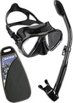 Cressi Matrix and Dry Snorkel Combo Set - Black (Packaging may vary)