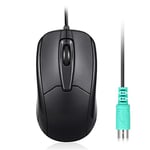 Perixx PERIMICE-209 P Wired Optical Mouse, PS2 Connection, Black - Includes Scroll Wheel, 1000 DPI Precision, Symmetrical Comfort Design for Both Hands, Ideal for Home or Office - Plug and Play