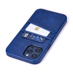 Dockem Wallet Case for iPhone 12 Pro Max: Built-in Metal Plate for Magnetic Mounting & 2 Credit Card Holders: 6.7" Exec M2, Smooth Synthetic Leather (Navy)