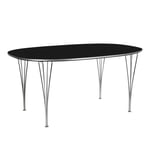 Fritz Hansen - B611 Superellips, 90x135 cm, Laminat, Svart, Krom - Matbord - Arne Jacobsen,Bruno Mathsson,Piet Hein - Svart - Metall/Trä