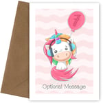 Unicorn 7th Birthday Cards for Girls - Cute Unicorn wearing Headphones Birthday Card for Little Girl on her 7th Birthday - Age 7 Card for Daughter, Sister, Granddaughter, niece, goddaughter 7 today!