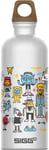 SIGG - Aluminium Kids Water Bottle - Traveller MyPlanet Friends - Suitable For Carbonated Beverages - Leakproof - Lightweight - BPA Free - Climate Neutral Certified - Silver With Design - 0.6L