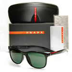 Authentic Prada Mens Glossy Black Green Square Sunglasses SPS 03O F 1AB-3O1
