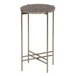 BigBuy Home Side Table 32 x 32 x 54.5 cm Brown Marble Iron