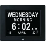 Horloge calendrier numérique 8 pouces avec date et heure, horloge Alzheimer pour parents, noir,21.5172.4cm - black