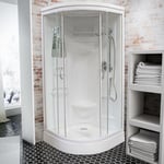 Schulte - Cabine de douche intégrale arrondie, 90 x 90 cm, cabine de douche complète, coloris blanc, Helgoland iii