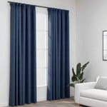 vidaXL Linen-Look Blackout Curtains with Hooks 2 pcs Blue 140x245 cm Room