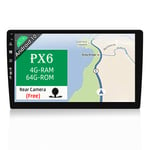 JOYX PX6 Android 10 Double Din Car Stereo Head unit | 10.1 Inch | 4G-RAM / 64G-ROM | Free Backup Camera | Support BT-4.0 HDMI 4 K Video GPS Sat Nav WIFI Steering Wheel DAB Carplay Google | A72 Cortex
