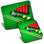 Mouse Mat & Coaster Set - Snooker Game Balls Pool Billiards 23.5 x 19.6 cm & 9 x 9 cm for Computer & Laptop, Office, Gift, Non-slip Base #16452