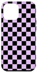 iPhone 15 Pro Max Black Purple Classic Checkered Pattern Checker Checkerboard Case
