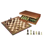 Sjakkbrett store brikker Turnering 49cm 50mm Felt - Konge 90mm - Brikkeboks tre