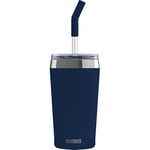 Sigg - Gobelet Isotherme Avec Paille en Verre Durable - Travel Mug Helia Night Ink - Avec Brosse De Nettoyage - Étanche - Sans BPA - En Acier Inoxydable 18/8 - Yoga & Sport en Salle - Bleu - 0,45L
