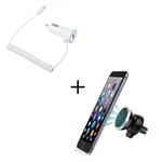 Pack Voiture Pour Iphone 5c (Cable Chargeur Lightning Allume Cigare + Support Voiture Magnétique) Universel