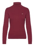 Stretch Cotton Cable Turtleneck Tops Knitwear Turtleneck Red GANT