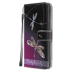 Samsung Galaxy A21S Case, Cute Animal Design Magnetic Wallet Phone Cover Folio PU Leather Stand Flip Case with Card Slots Soft TPU Bumper Shockproof Protective Cover for Samsung A21S - Dragonfly