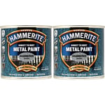 2x Hammerite Direct To Rust Hammered Silver Quick Drying Metal Paint 250ml