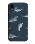 Dark Blue Shark Pattern Phone Case Cover Sharks Shapes Pictures Fins Fin G116 - iPhone XR