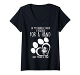 Womens In My Darkest Hour I Reached For A Hand Found A Paw- BULLDOG V-Neck T-Shirt
