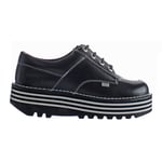 Kickers Kick Lo Ragged Lace-Up Black Smooth Leather Womens Shoes 1 15591