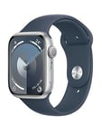 Apple Watch Series 9 (Gps), 45Mm Silver Aluminium Case With Storm Blue Sport Band