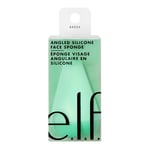 e.l.f. Angled Silicone Face Sponge, Angled Design For Cream & Liquid Blush, Bronzer, Foundation & Concealer, Blend & Bounce, Latex Free Foam, 1-Pack, Green
