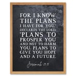 Jeremiah 29:11 I Know The Plans I have For You Plans to Give You Hope Christian Bible Verse Quote Scripture Typography Art Print Framed Poster Wall De