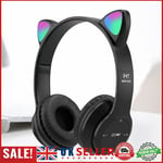 Gaming Headset Cat Ear Over-Ear Headsets Stereo Bass for PC Phone (Black) GB