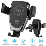 Car Qi Wireless Charger Air Vent Phone Mount Holder Cradle Bracket Cell Phone