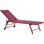 Beliani - Chaise Longue Transat de Jardin Inclinable en Aluminium avec Assise en Textile Rouge Design Solide et Résistant pour Jardin ou Terrasse