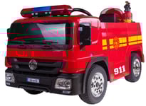 Brandbil Elbil till Barn 12V m/2.4G, Gummidäck, hjälm, vattenpistol, etc.