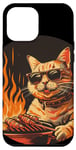 Coque pour iPhone 14 Pro Max Superbes lunettes de soleil chat aime le barbecue avec ses amis et sa famille