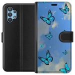Samsung Galaxy A32 5G Musta Lompakkokotelo Himlen med fjärilar