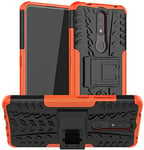PIXFAB For Nokia 2.4 Shockproof Case, Hybrid [Tough] Rugged Armor Protective Cover, Phone Case Cover With Built-in [Kickstand] For Nokia 2.4 (6.5") - Orange