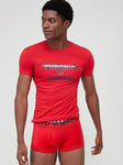 Emporio Armani Bodywear Megalogo T-Shirt &amp; Trunks Set - Red, Red, Size S, Men