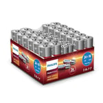 Philips Value Pack Batteries 40 Pieces - Power Alkaline Batteries - Includes 24 AA Batteries and 16 AAA Batteries - Long Life