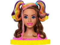 Barbie Mattel Doll Head Styling Neon Rainbow Brown Hair + Tillbehör Färg Reveal HMD80