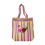Rice - Recycled Plastic Shopping Bag Sand Stripes with FLOWER Embroidery