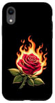 Coque pour iPhone XR Rose avec fleur de feu Love Passion Hot Beautiful Flower