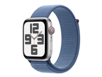 Apple Watch SE (GPS + Cellular) - 2a generation - 44 mm - silveraluminium - smart klocka med sportögla - vävd nylon - winter blue - handledsstorlek: 145-220 mm - 32 GB - Wi-Fi, LTE, Bluetooth - 4G - 33 g