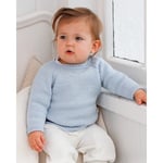 Dream in Blue by DROPS Design - Baby Genser Strikkeoppskrift str. 0/1  - 3/4 år